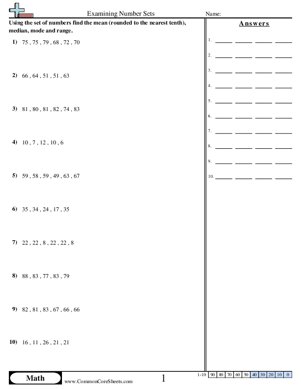Examining Number Sets Worksheet - Examining Number Sets worksheet
